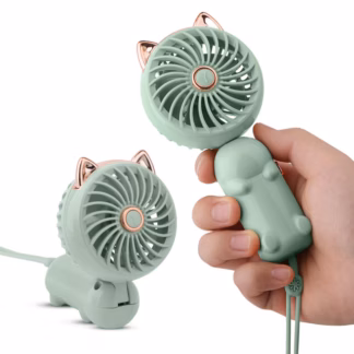 Kassikujuline väike käsiventilaator, laetava akuga