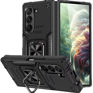 Samsung Galaxy Z Fold 6 telefonikaaned, põrutuskindel, rõngashoidjaga, must