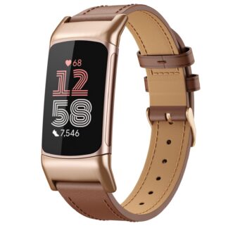 Nahast kellarihm Fitbit Charge 6/5 jaoks, pruun