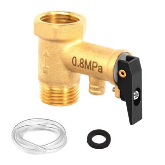 Messingist kaitseklapp juhttoru ja tihendiga (0,8 MPa, 1.5cm keere)