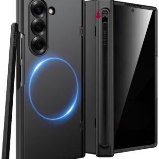 Samsung Galaxy Z Fold 7 telefonikaaned, magnetiline, S-Pen hoidja ja ekraanikaitsega, must