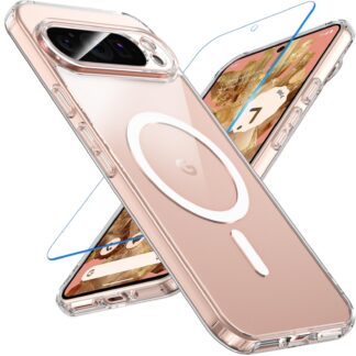 Google Pixel 9 Pro XL telefonikaaned, magnetiline, ekraanikaitsega, valge