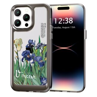 iPhone 11 telefonikaaned, õhukesed, löögikindlad, läbipaistvad, halli lillemustriga