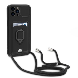 Samsung Galaxy S25 Edge silikoonist telefonikaaned, kaamera kaitse liuguriga, must