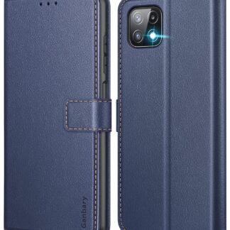 Samsung Galaxy A22 5G telefonikaaned, nahast, klapiga, kaardipesadega, sinine