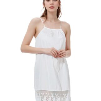 Naiste vintage stiilis öösärk, puuvillane, elevandiluuvalge (s. S)