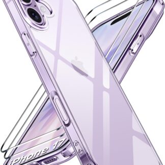 iPhone 17 (16cm) telefonikaaned, kolletumisvastased, läbipaistvad, koos ekraanikaitsetega (2tk)