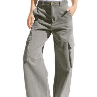 Tüdrukute kõrge vöökohaga cargopüksid, militaarroheline (s. 7-8 a)