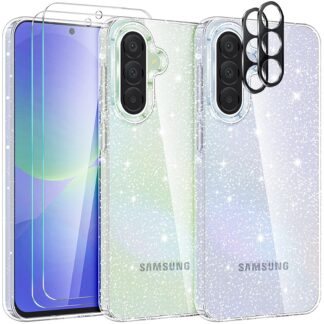 Samsung Galaxy A36 5G telefonikaaned, löögikindel, läbipaistev, säraga (2tk ekraanikaitseid)