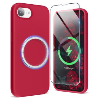 iPhone 16e telefonikaaned, magnetiline, silikoonist, põrutuskindel, punane