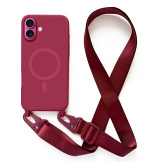 iPhone 16 Plus nahast telefonikaaned, kaelapaelaga, punane (17cm)