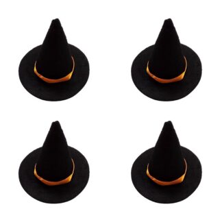 Halloweeni nõiamütsid, vildist, must (4tk), pisikesed