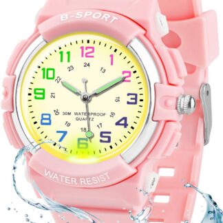 Laste analoogkäekell, värviliste tuledega, veekindel (30m)