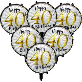 40. sünnipäeva fooliumõhupallide komplekt, must ja kuldne