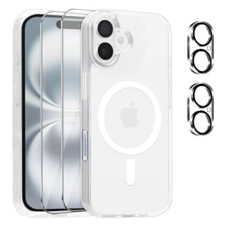 Telefonikaaned iPhone 16-le, magnetkinnitusega, ekraanikaitsetega, läbipaistev matt