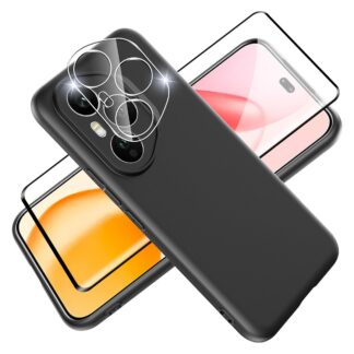 Honor 400 Pro telefonikaaned, põrutuskindel, karastatud klaasist tagakülg, must