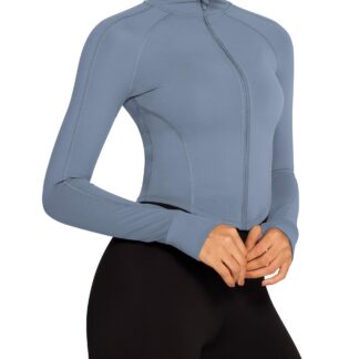 Naiste lukuga spordijakk, pöidlaavadega, sinine (XXL)