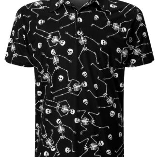 Meeste lühikeste varrukatega polosärk, skeletiga, must (L)