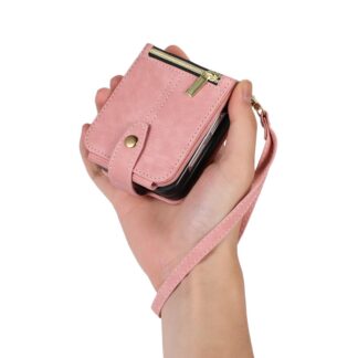 Samsung Galaxy Z Flip 7 telefonikaaned, kaarditaskutega, roosa