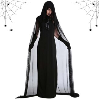 Halloweeni kostüüm, must pikk mantel