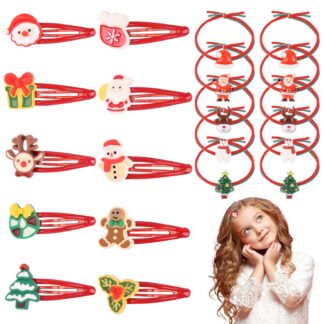 Jõuluteemalised juukseklambrid ja patsikummid tüdrukutele, sädelevad (20tk)