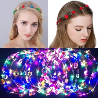 LED-tuledega lilledega pärg, 1 tk, juhuslik värv