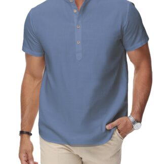 Meeste lühikeste varrukatega suvesärk, puuvill ja lina, S