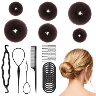 Krunnitegemise komplekt kammide, juuksekummide ja klambritega, kohvipruun (6tk)