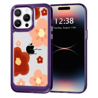 iPhone 12 Pro Max telefonikaaned, läbipaistev lilla, lilleline