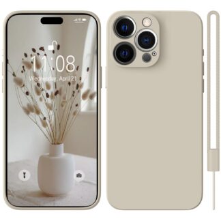 iPhone 15 Pro silikoonist telefonikaaned, üliõhuke, löögikindel, kaelapaelaga, beež (15cm)