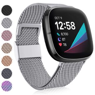 Fitbit Versa 3/4/Sense asendusrihm, roostevabast terasest, hõbedane, väike