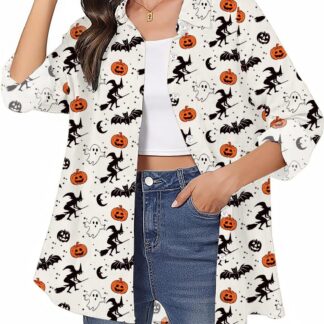 Naiste pikkade varrukatega särk, halloweeniteemaline, värviline (M)