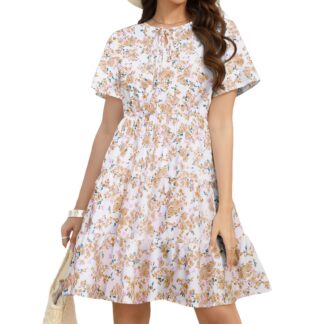 Naiste suvekleit, ühevärviline, põlvepikkune, lühikeste varrukatega (XL)