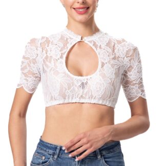 Pitsiline lühikeste varrukatega pluus, valge (s. 36)