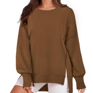 Naiste avara lõikega pruun pusa, suurus S