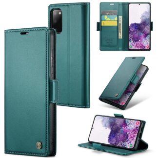 Samsung Galaxy S20 telefonikaaned, rahakotiga, RFID-kaitsega, PU-nahast, sinakasroheline