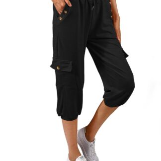 Naiste 3/4 vabaaja püksid, avaralõikelised, nööriga vöökohaga, küljetaskutega, valged (s. S)