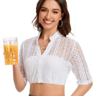 Naiste pitsiline dirndl-pluus, valge (XL)