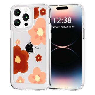 iPhone 14 Pro telefonikaaned, õhuke, põrutus- ja kriimustuskindel, TPU, läbipaistev, lilleline