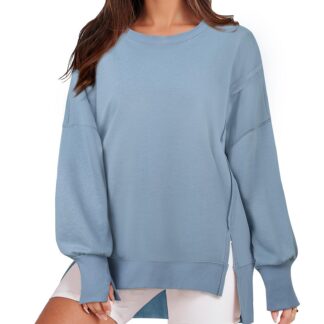 Naiste avara lõikega sinine pusa suurus S