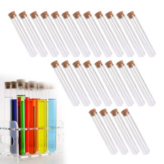 Läbipaistvast plastikust katseklaasid korkidega (24tk)