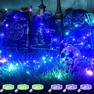 Halloweeni dekoratsioonikomplekt: helendavad hauakivid ja valguskett (4tk hauakivi, 8tk valgusketti, 3m, veekindel)