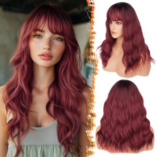 Naiste kuumakindel parukas, ombre punane, lokkis-laineline, tukaga (46cm)