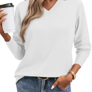 Naiste elegantne talvine V-kaelusega kampsun, valge (s. XXL)