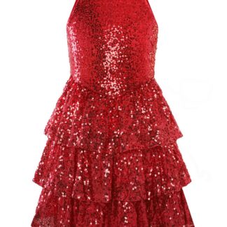 Tüdrukute pidulik kleit, sädelev (punane, s. 8 aastat)