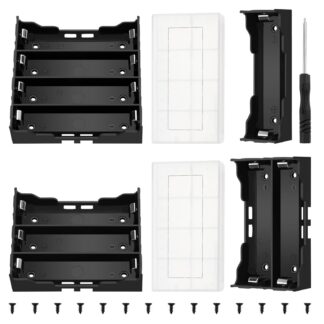 18650 patareihoidjate komplekt, must (4tk hoidjaid, 2tk karpe)