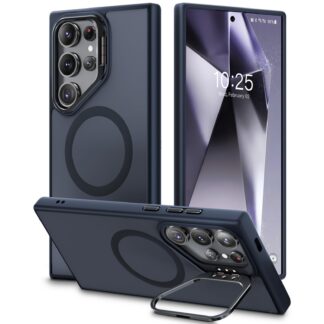 Samsung Galaxy S24 Ultra telefonikaaned, magnetiga ja jalaga, läbipaistev must