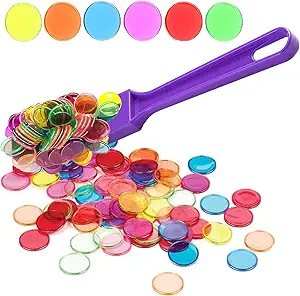 Magnetiline pulk + 100 värvilist ketast loendamise, bingo vms mängude mängimiseks