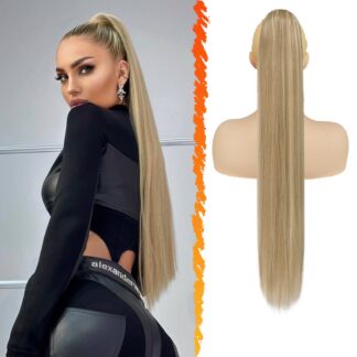 Nööriga hobusesaba pikendus, pikk sirge, hele tuhkblond (76cm)