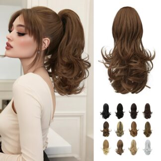 Hobusesaba pikendus, klambriga, lokkis, hele kastanpruun (33cm)